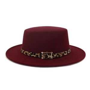 Burgundy Unisex Flat head Boater hat